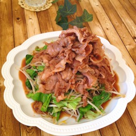 ヘルシー!豚こま肉で!もやし入り生姜焼き